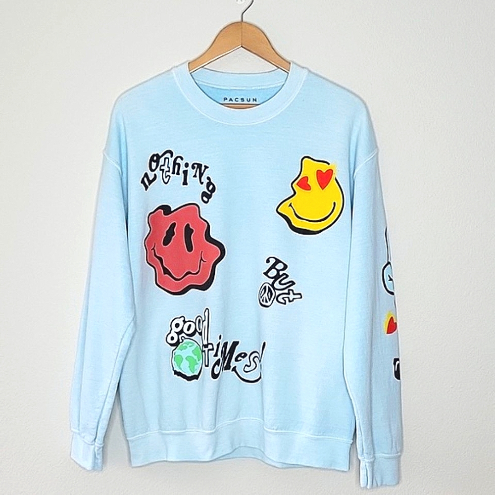 PACSUN Blue Long Sleeve Crew Neck Sweatshirt size M Unisex Casual Good Times